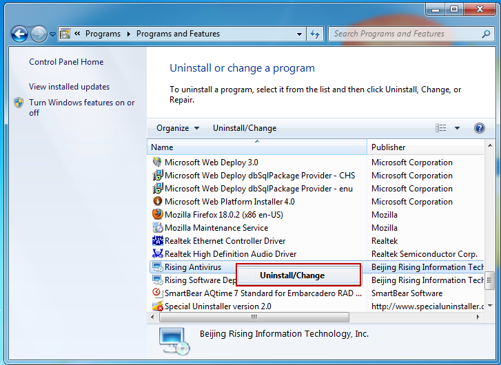 Uninstall_Rising_Antivirus_program