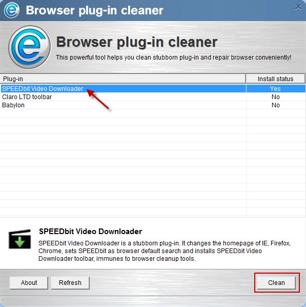 Uninstall_SPEEDbit_Video_Downloader_with_Plug-in_cleaner.
