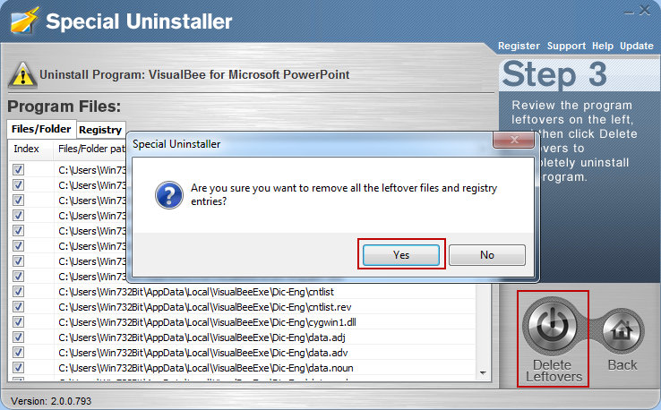 uninstall_VisualBee_program_with_Special_Uninstaller3