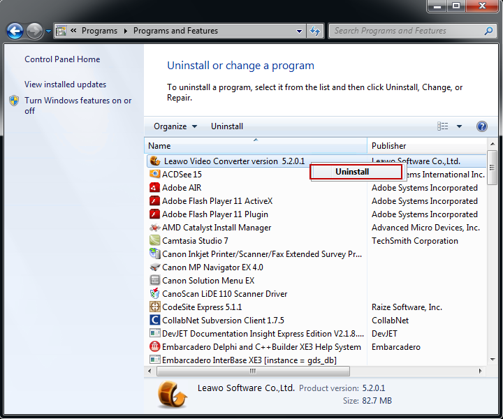 uninstall_Leawo_AVI_Converter_programs