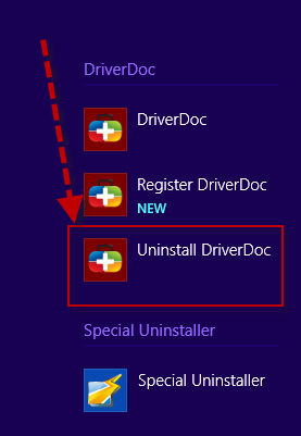 uninstall DriverDoc in Windows