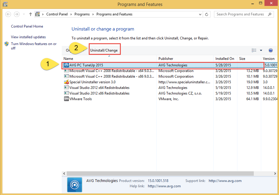 uninstalling avg pc tuneup