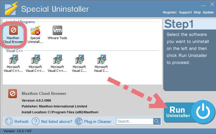 Uninstall Maxthon with Special Uninstaller