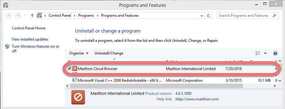 uninstall-maxthon