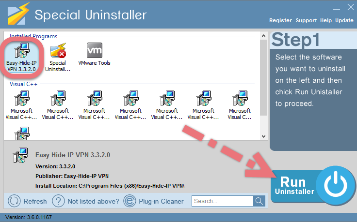 Remove Easy-Hide-IP VPN by using Special Uninstaller.