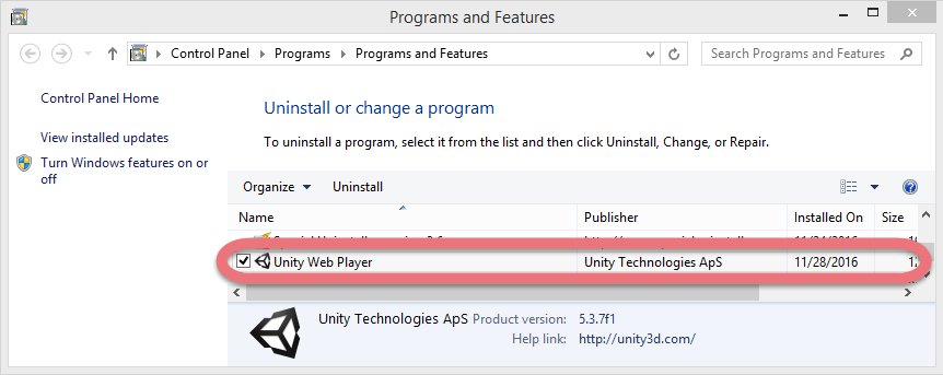 Remove Unity Web Player through the Programs and Features.