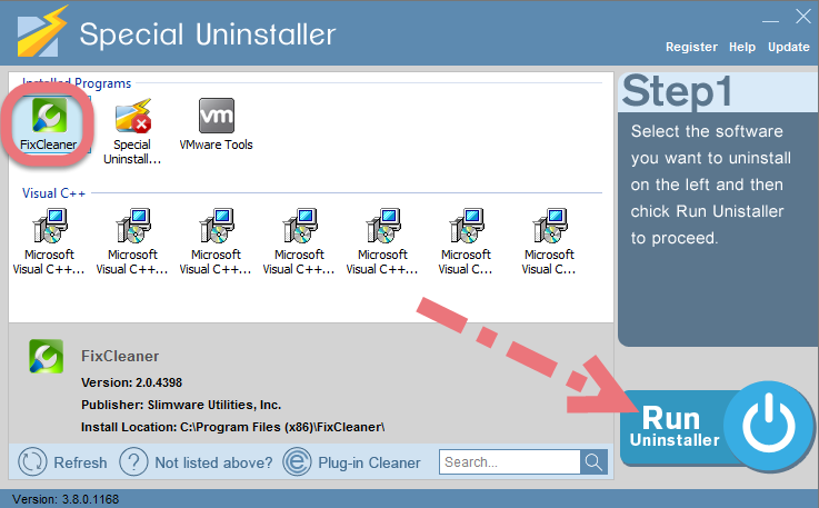 Use Special Uninstaller to quickly remove FixCleaner.