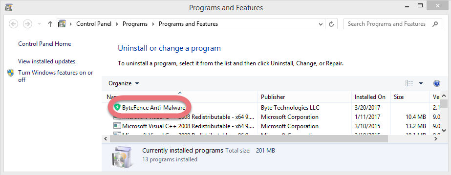 uninstall-bytefence-anti-malware