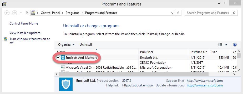 Uninstall Emsisoft Anti-Malware 11.0 