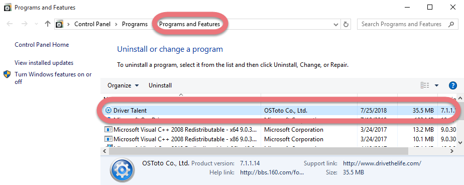 Remove DriverTalent by activating the built-in uninstall wizard.