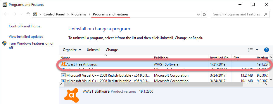 Remove Avast Free Antivirus 2019