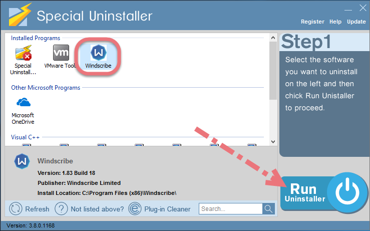 Remove Windscribe using Special Uninstaller