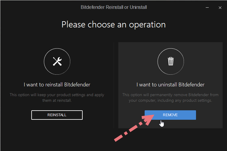 Remove Bitdefender Antivirus Plus 2019 in WIndows. 