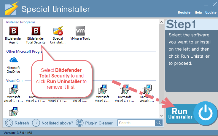 Remove Bitdefender Antivirus Plus 2019 using Special Uninstaller. 