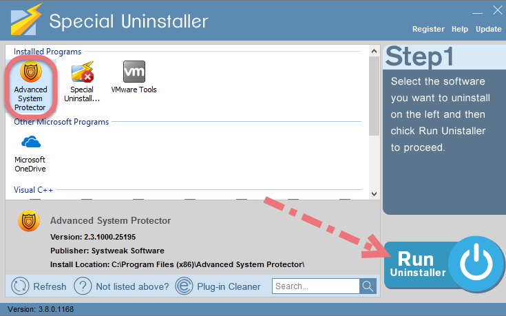 Remove Advanced System Protector using Special Uninstaller.