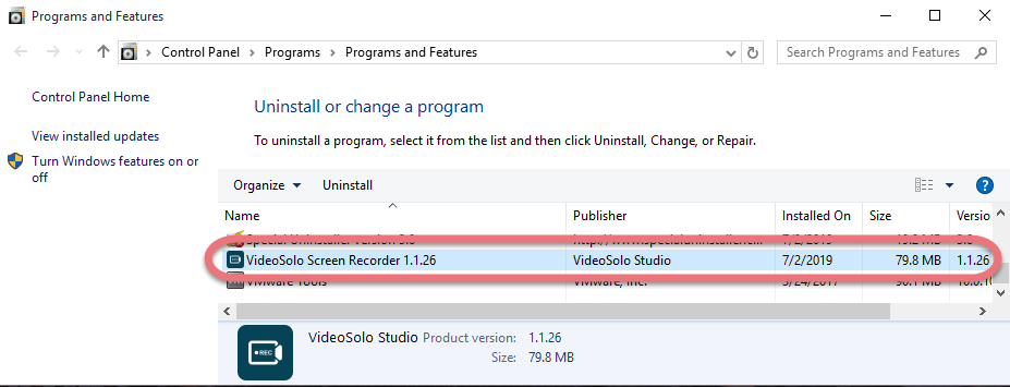 Remove VideoSolo Screen Recorder