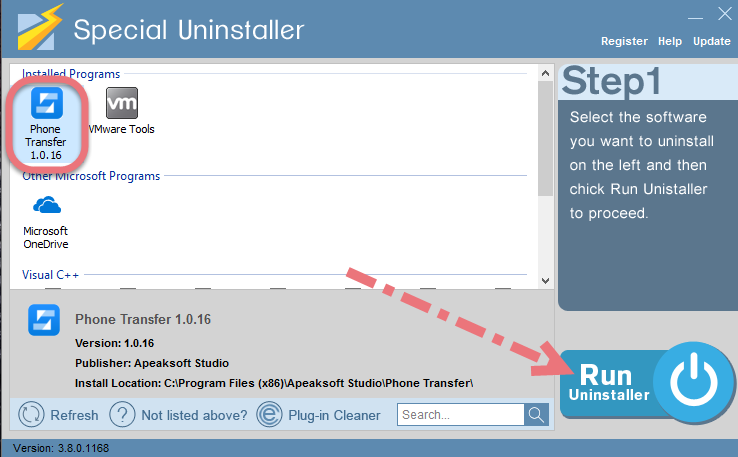 Uninstall Phone Transfer using Special Uninstaller