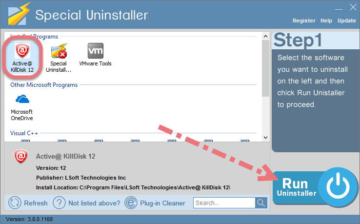 Uninstall Active KillDisk using Special Uninstaller.